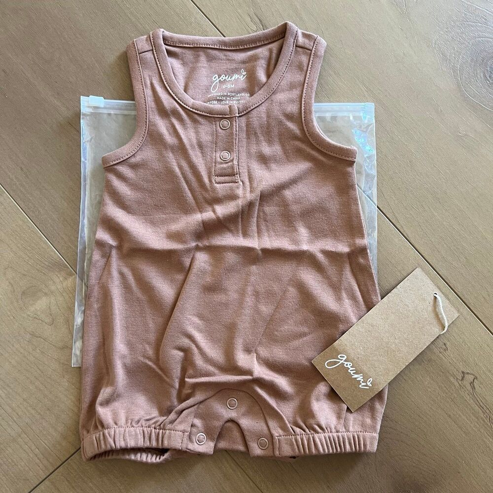 NWT Goumi Kids High Prairie Baby Romper SZ 0-3mo Bamboo Organic Cotton Shortie